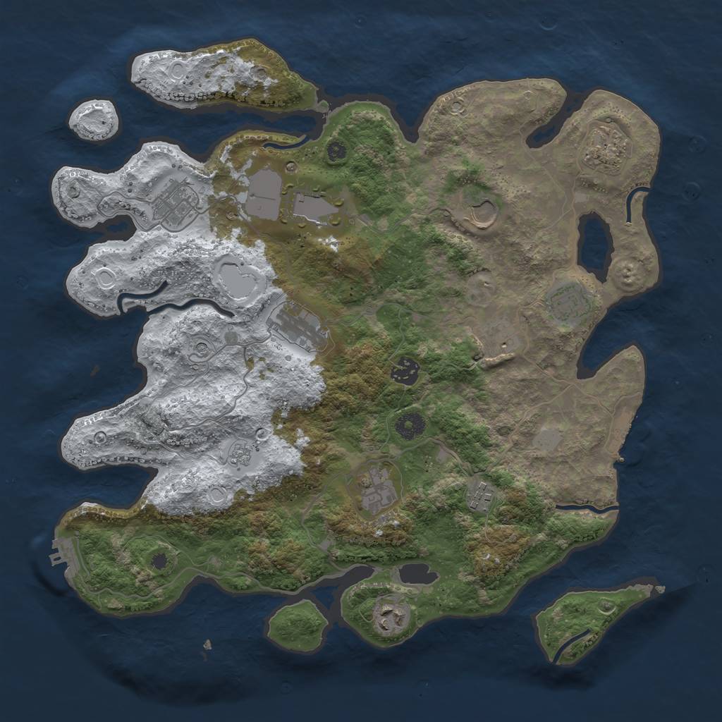 Rust Map: Procedural Map, Size: 3850, Seed: 593673165, 20 Monuments