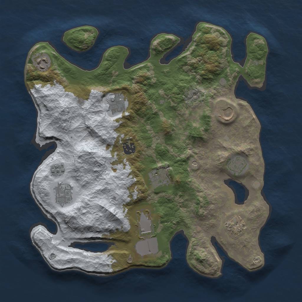 Rust Map: Barren, Size: 3500, Seed: 83473563, 13 Monuments