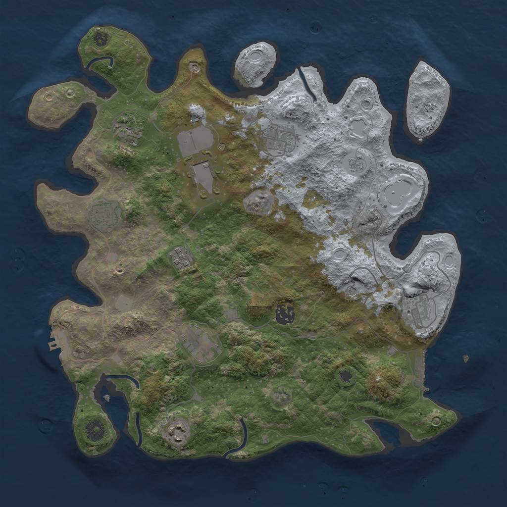 Rust Map: Procedural Map, Size: 3700, Seed: 836567135, 18 Monuments