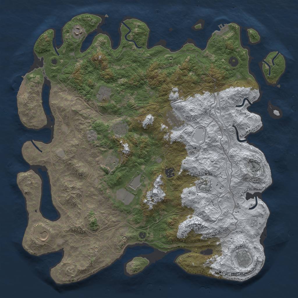 Rust Map: Procedural Map, Size: 4500, Seed: 8642, 20 Monuments