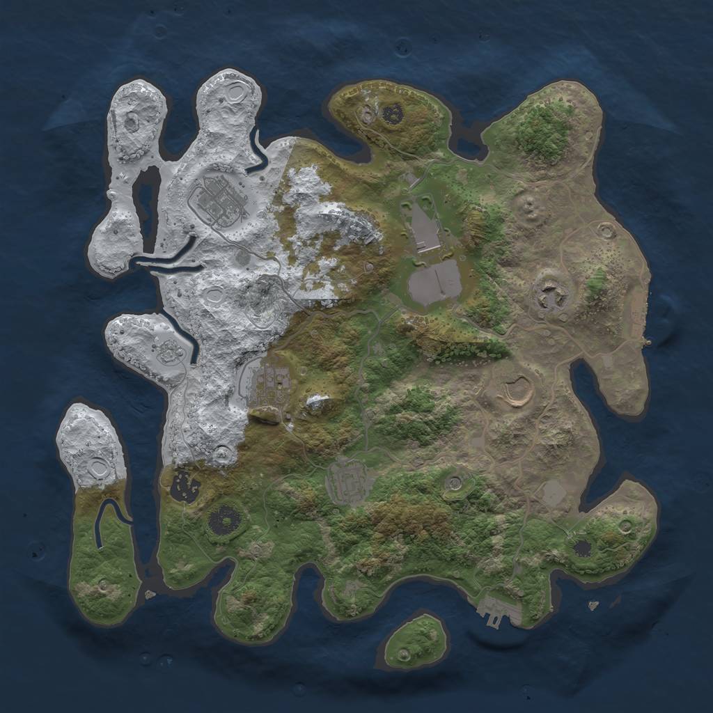Rust Map: Procedural Map, Size: 3500, Seed: 1193672565, 16 Monuments
