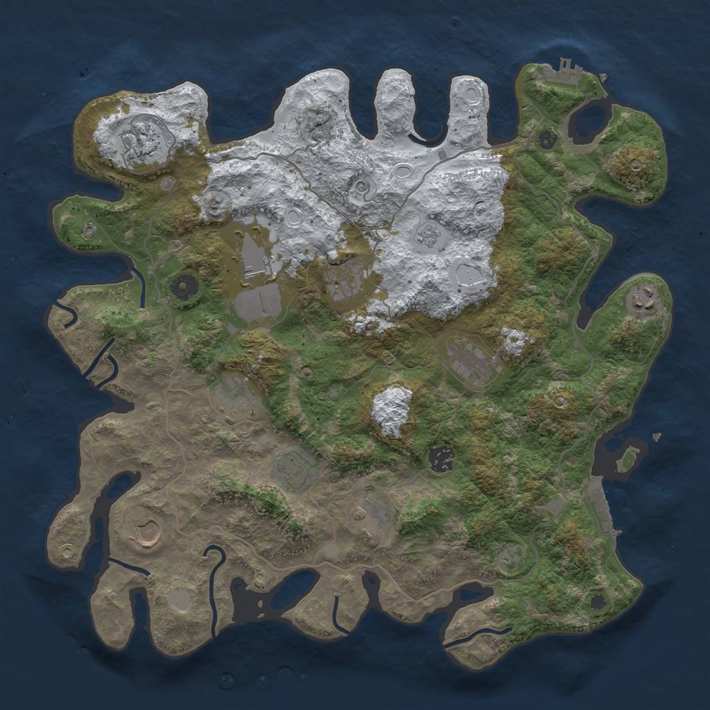 Rust Map: Procedural Map, Size: 4000, Seed: 1932691296, 19 Monuments