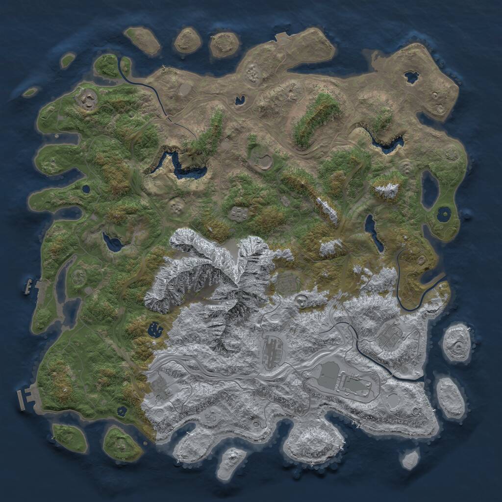 Rust Map: Procedural Map, Size: 5000, Seed: 70007152, 15 Monuments