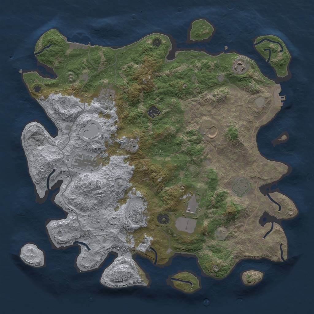 Rust Map: Procedural Map, Size: 4000, Seed: 60000, 18 Monuments