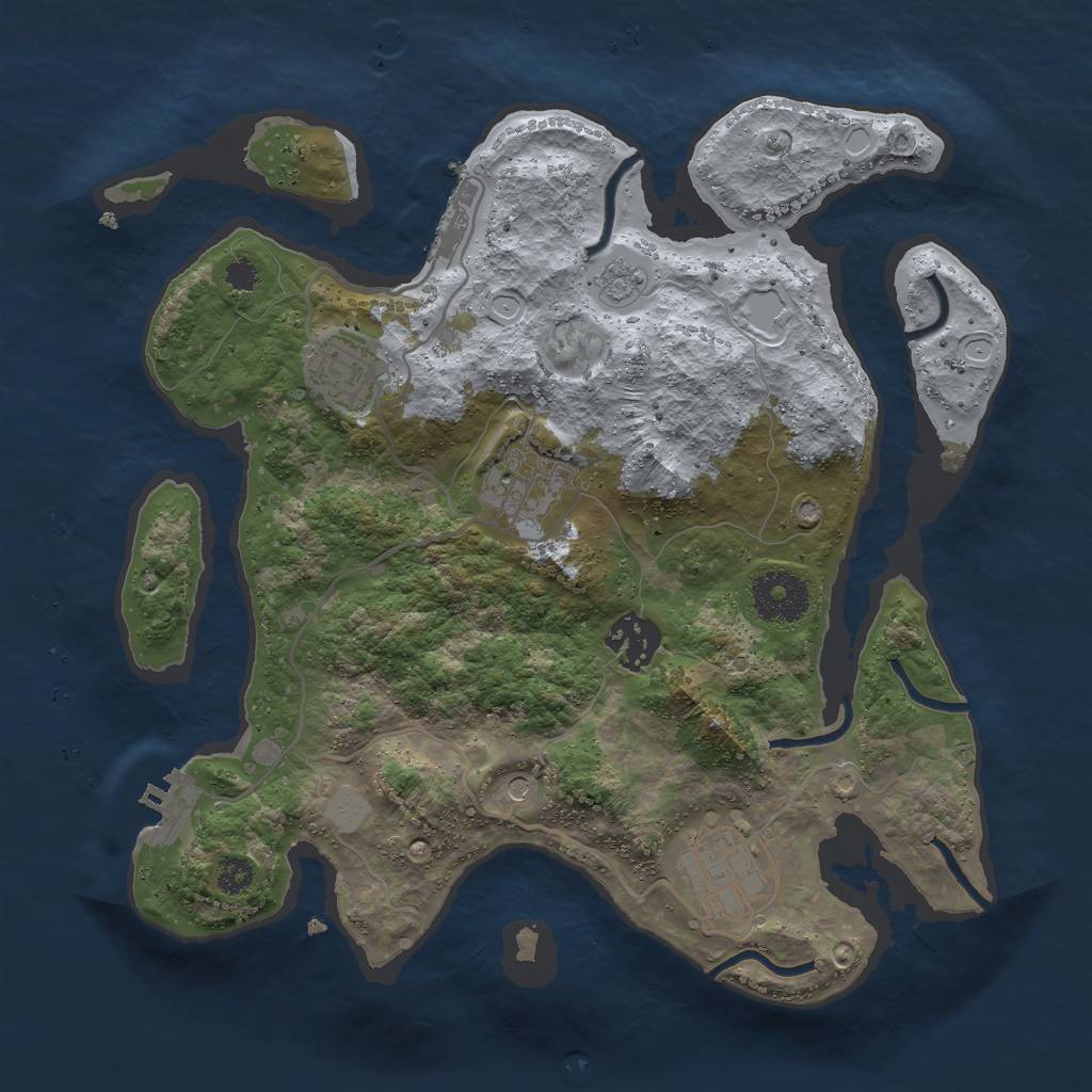 Rust Map: Procedural Map, Size: 3000, Seed: 17477, 13 Monuments