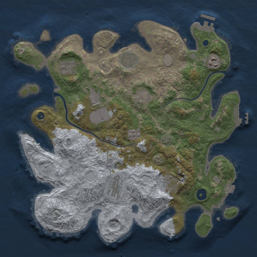 Rust Map: Procedural Map, Size: 3500, Seed: 177098065, 14 Monuments