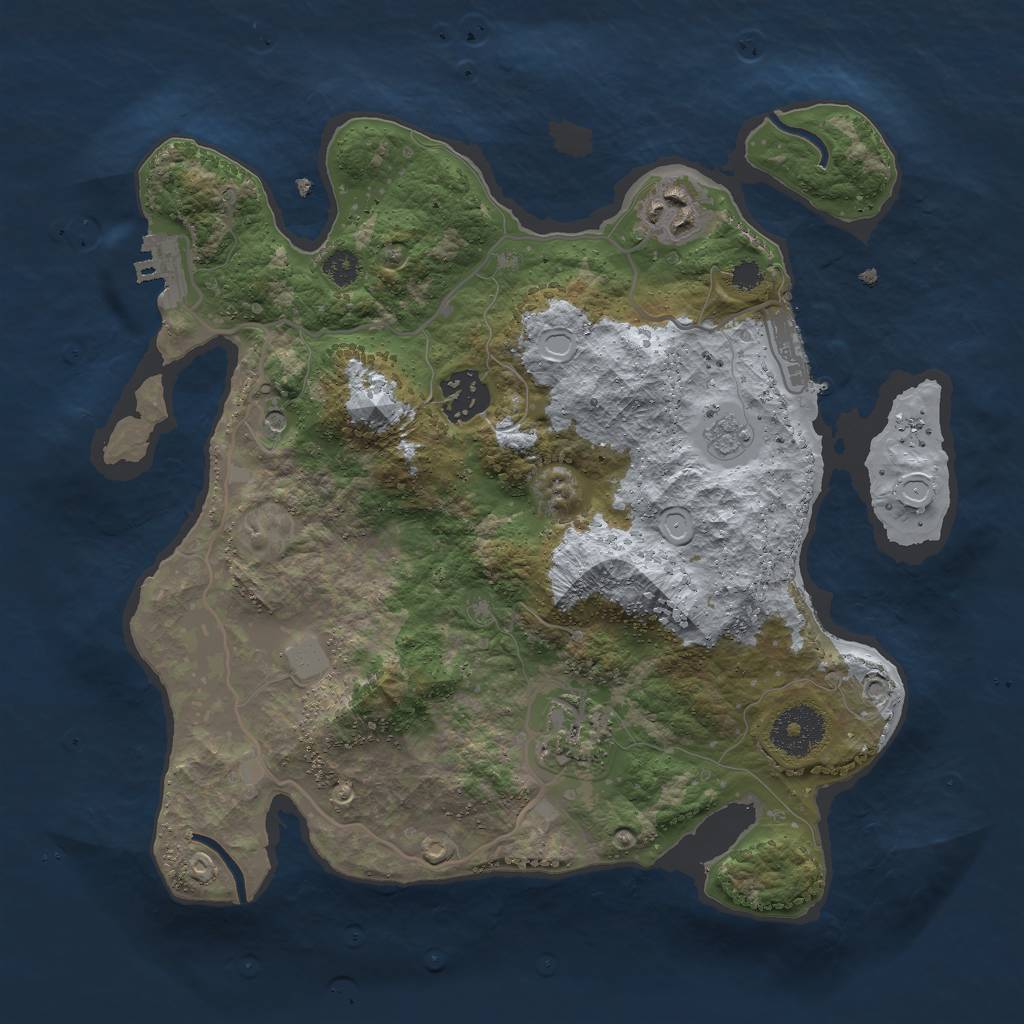 Rust Map: Procedural Map, Size: 3000, Seed: 17457, 12 Monuments