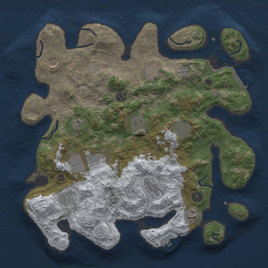 Rust Map: Procedural Map, Size: 3700, Seed: 376374886, 20 Monuments
