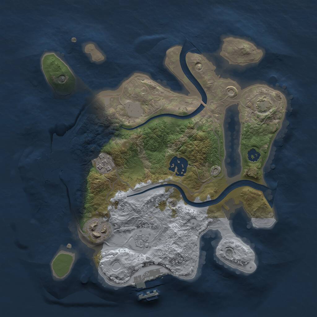 Rust Map: Procedural Map, Size: 2500, Seed: 1142469133, 8 Monuments