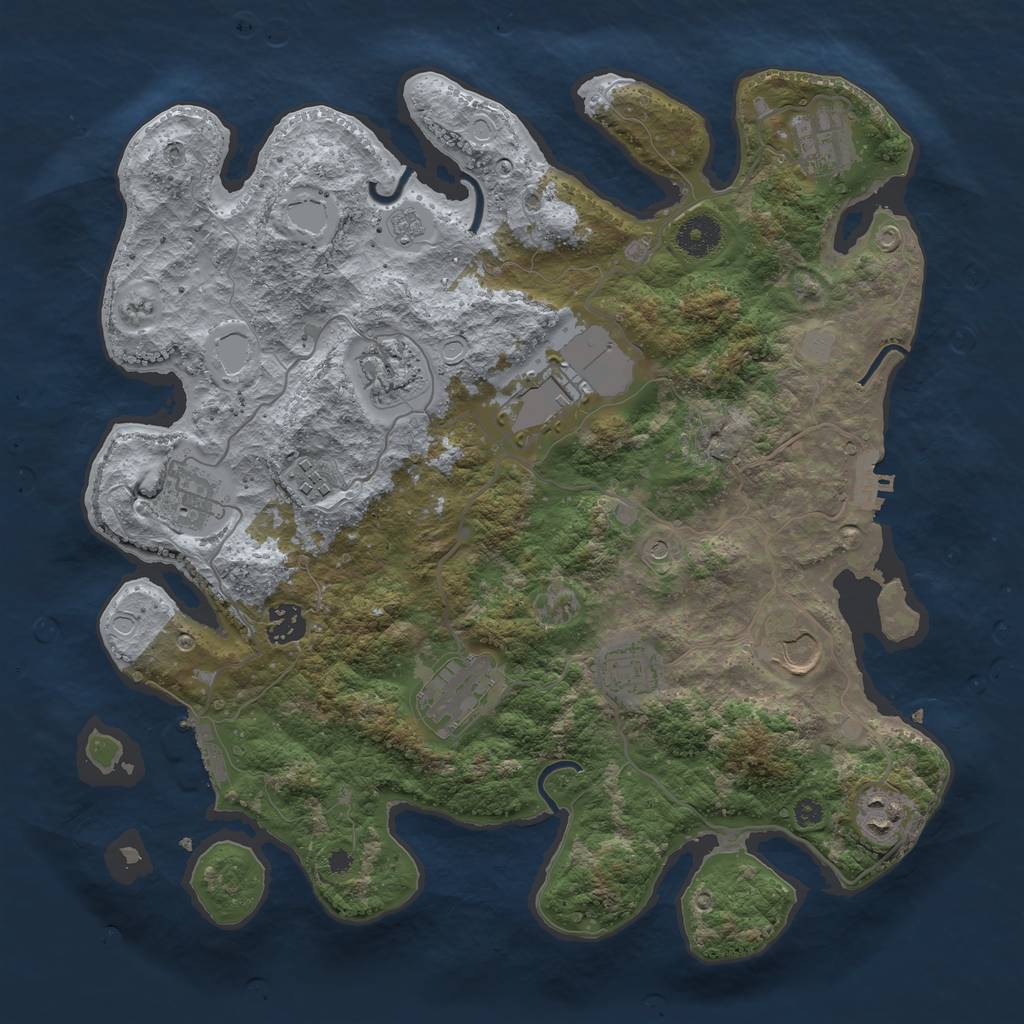 Rust Map: Procedural Map, Size: 3700, Seed: 1543336509, 19 Monuments