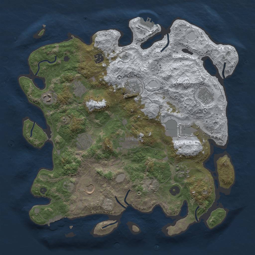 Rust Map: Procedural Map, Size: 3900, Seed: 9587541, 20 Monuments