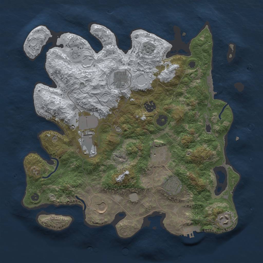Rust Map: Procedural Map, Size: 3500, Seed: 92703654, 17 Monuments