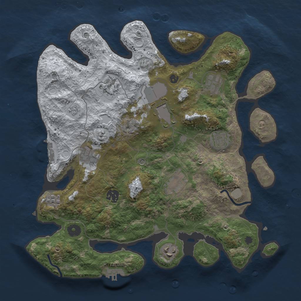 Rust Map: Procedural Map, Size: 3500, Seed: 48755, 18 Monuments