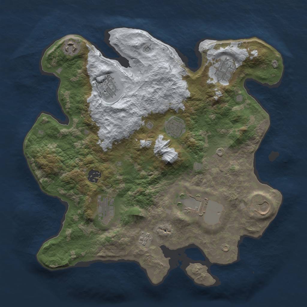 Rust Map: Barren, Size: 3500, Seed: 1224573018, 12 Monuments