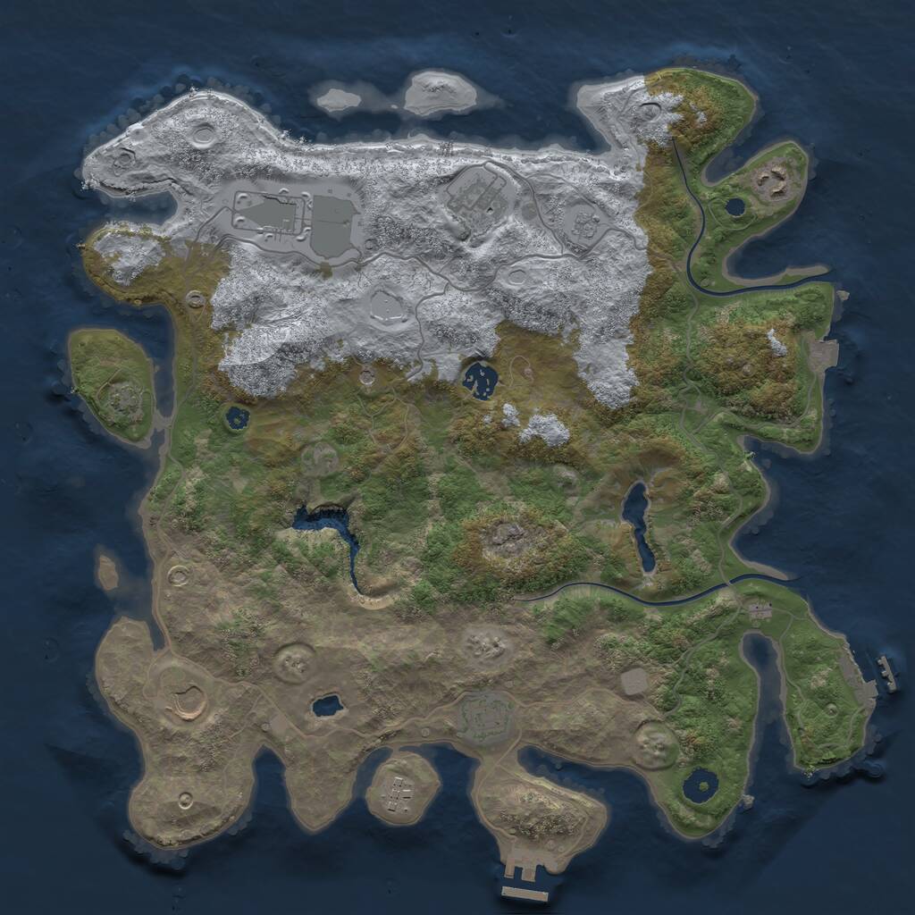 Rust Map: Procedural Map, Size: 4000, Seed: 898642639, 13 Monuments