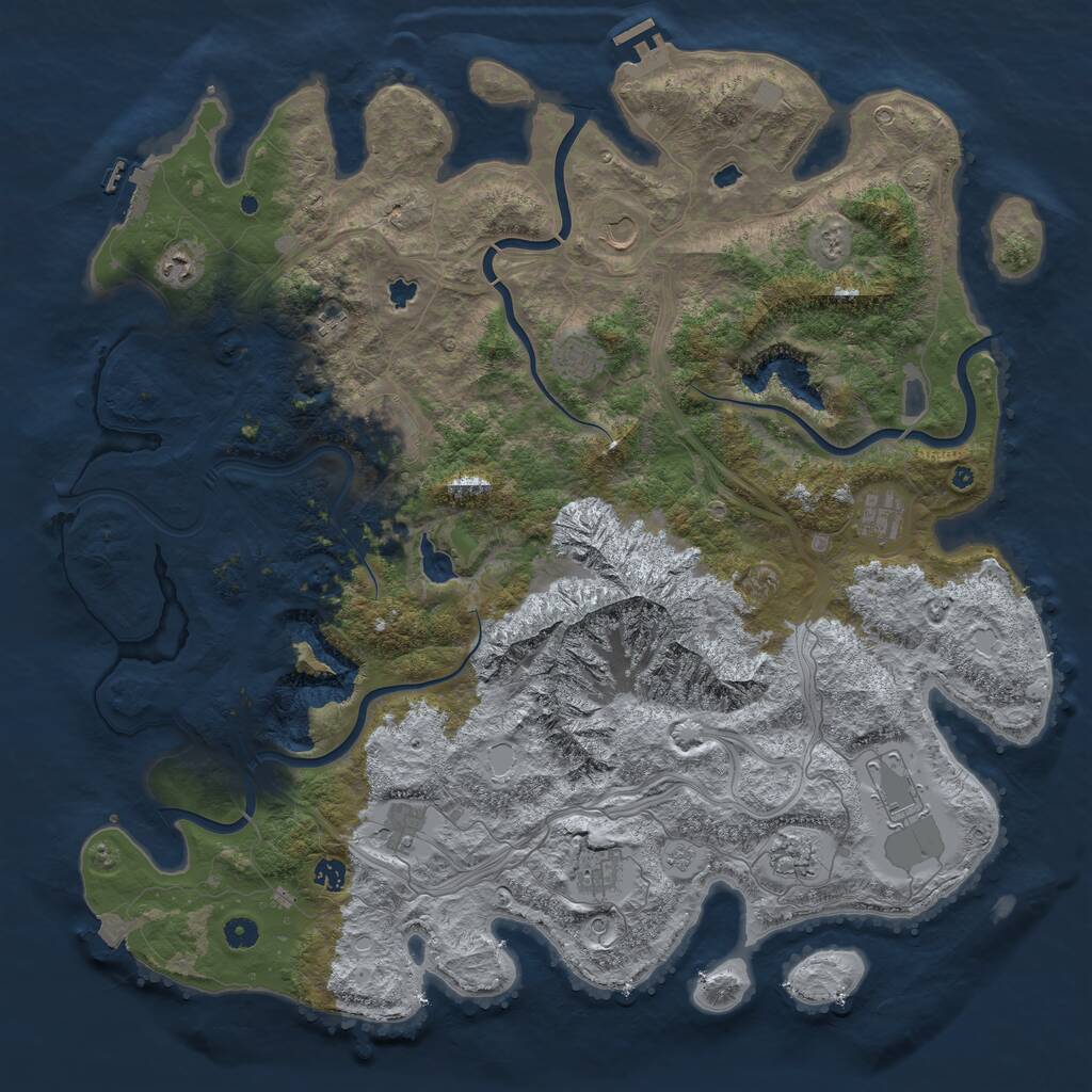 Rust Map: Procedural Map, Size: 5000, Seed: 912287685, 17 Monuments