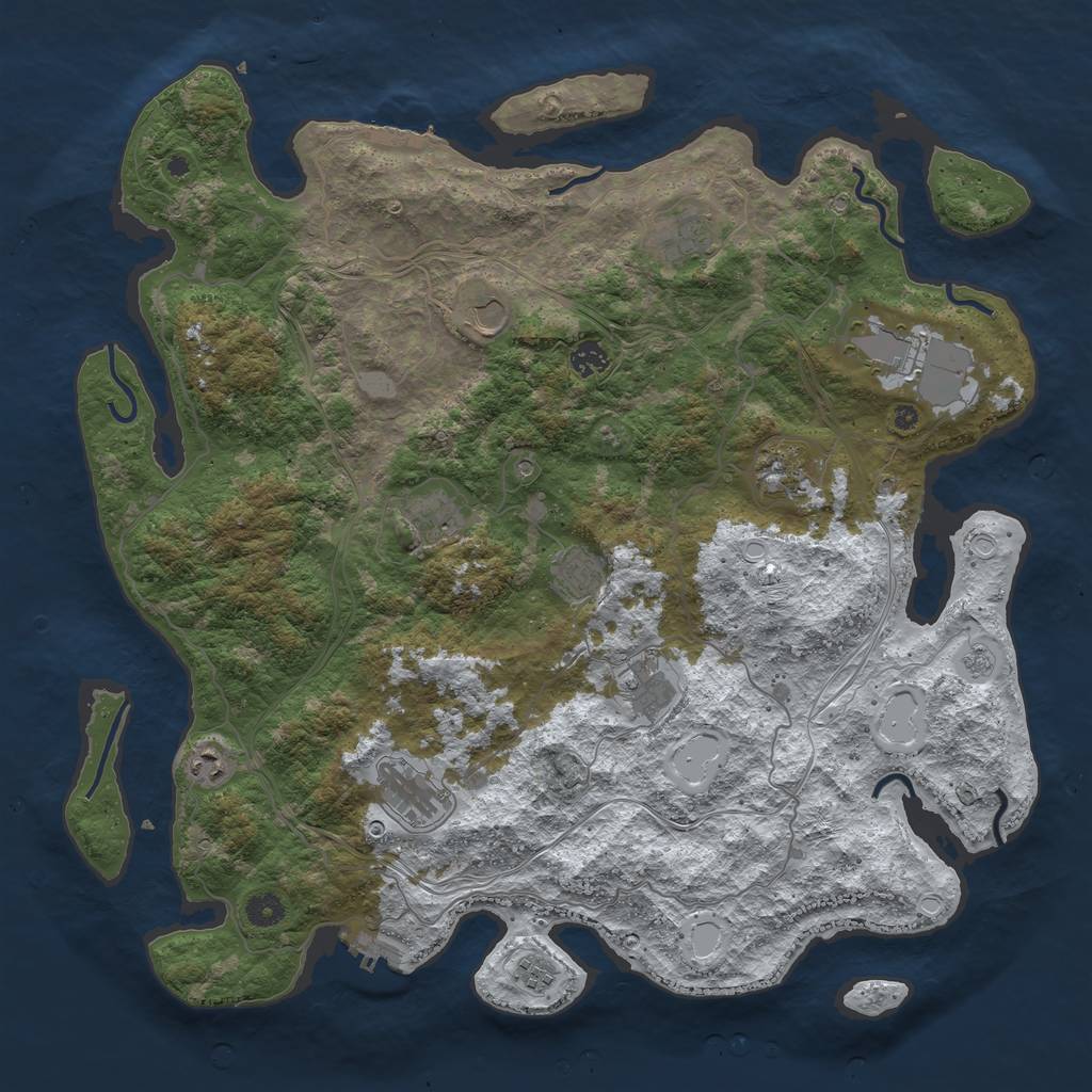 Rust Map: Procedural Map, Size: 4500, Seed: 90000, 20 Monuments