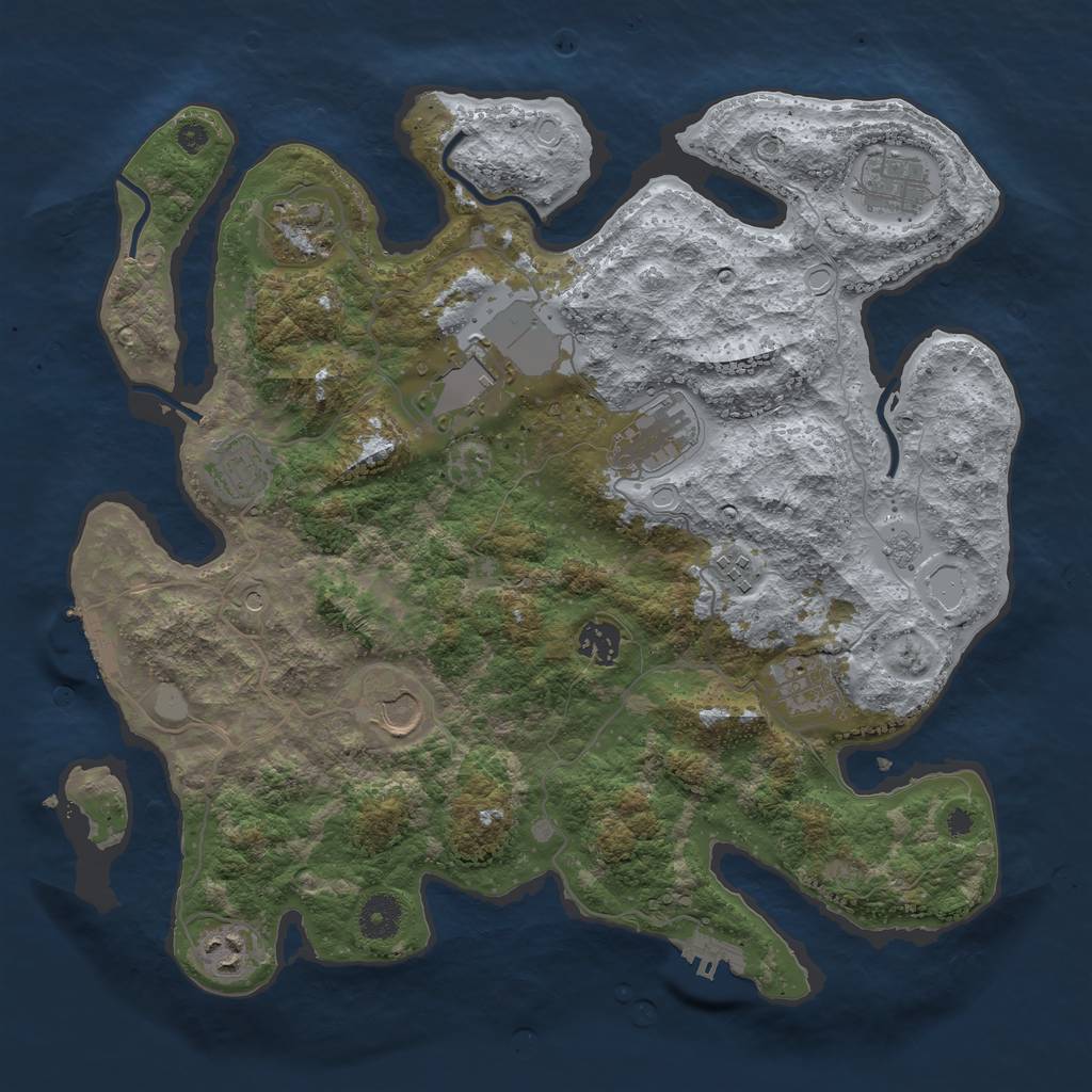 Rust Map: Procedural Map, Size: 3750, Seed: 193955523, 19 Monuments