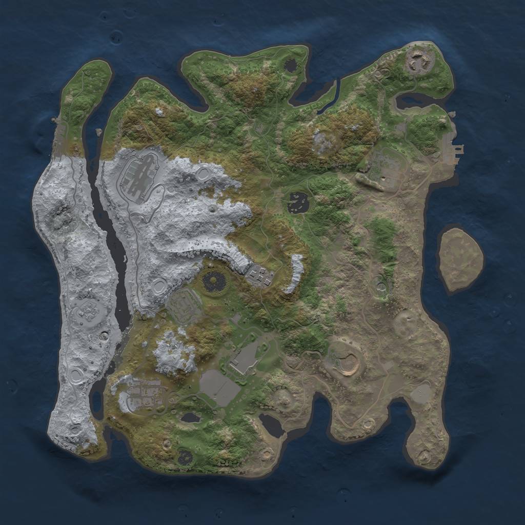 Rust Map: Procedural Map, Size: 3500, Seed: 1253325973, 18 Monuments