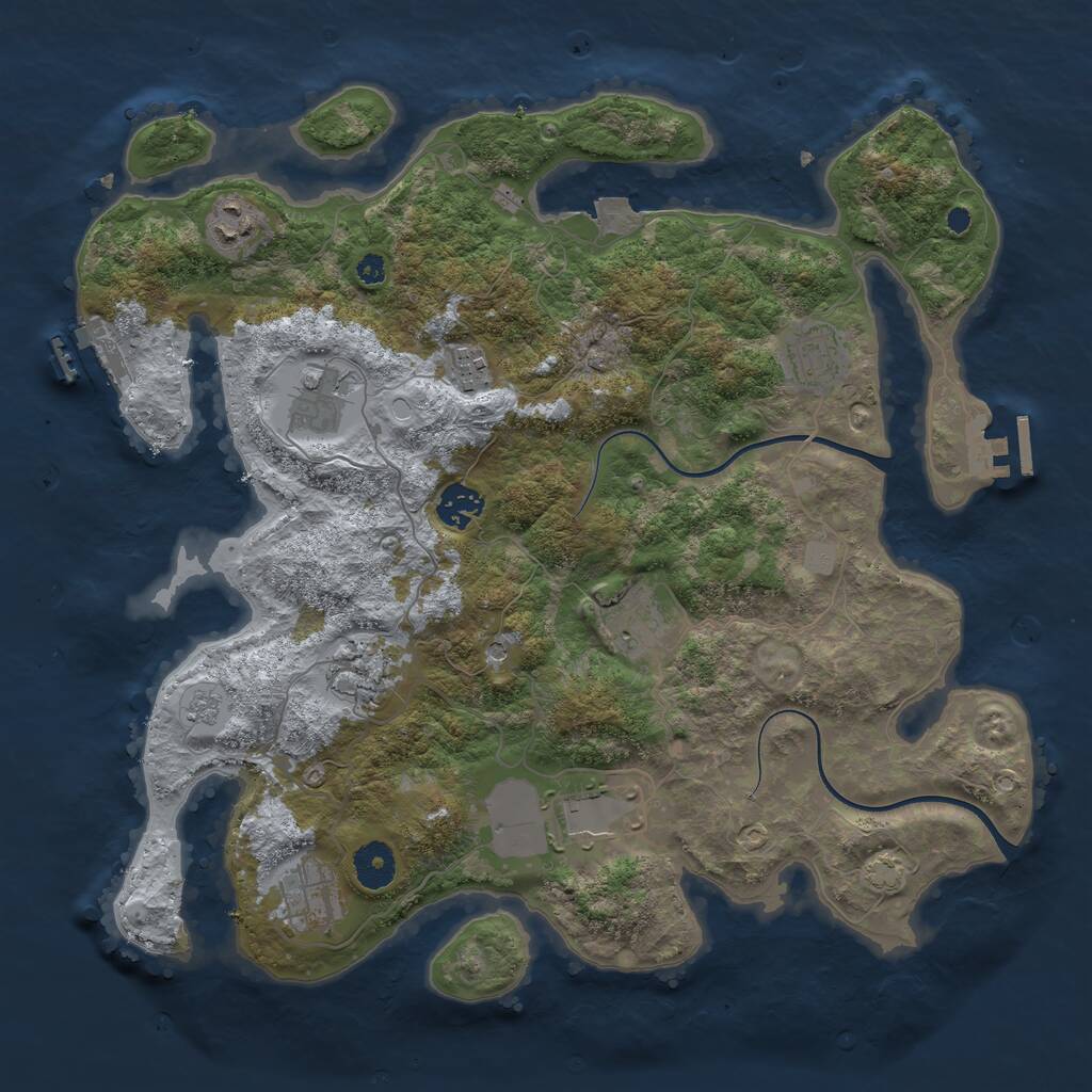 Rust Map: Procedural Map, Size: 3700, Seed: 1172307179, 15 Monuments