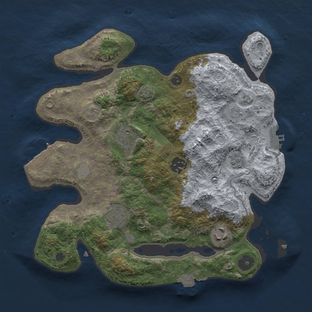 Rust Map: Procedural Map, Size: 3000, Seed: 7381, 12 Monuments