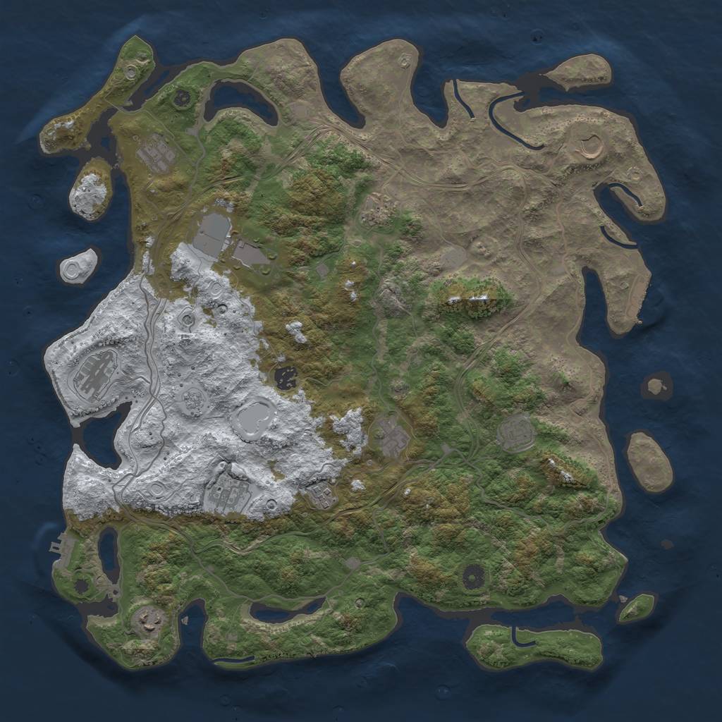 Rust Map: Procedural Map, Size: 4500, Seed: 1030777472, 20 Monuments