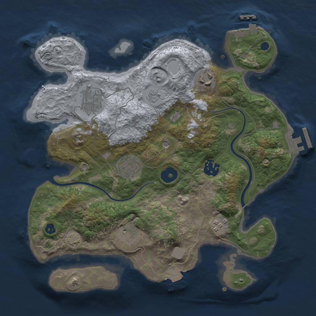 Rust Map: Procedural Map, Size: 3000, Seed: 599845, 12 Monuments