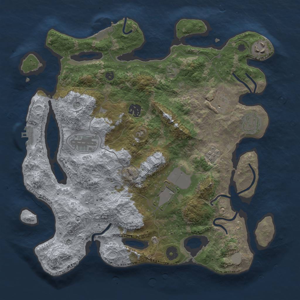 Rust Map: Procedural Map, Size: 3500, Seed: 498952328, 14 Monuments