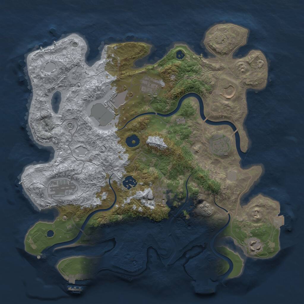 Rust Map: Procedural Map, Size: 3500, Seed: 9874657, 15 Monuments