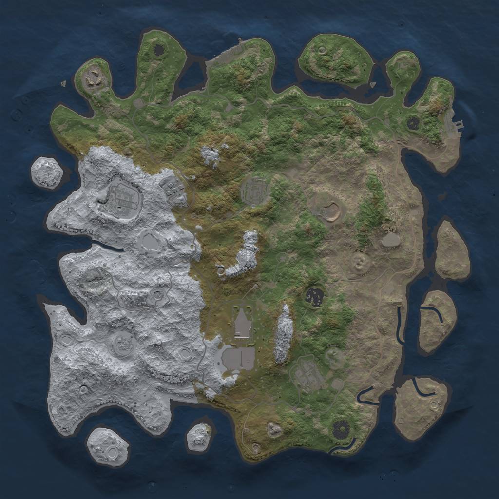 Rust Map: Procedural Map, Size: 4000, Seed: 1074914668, 17 Monuments