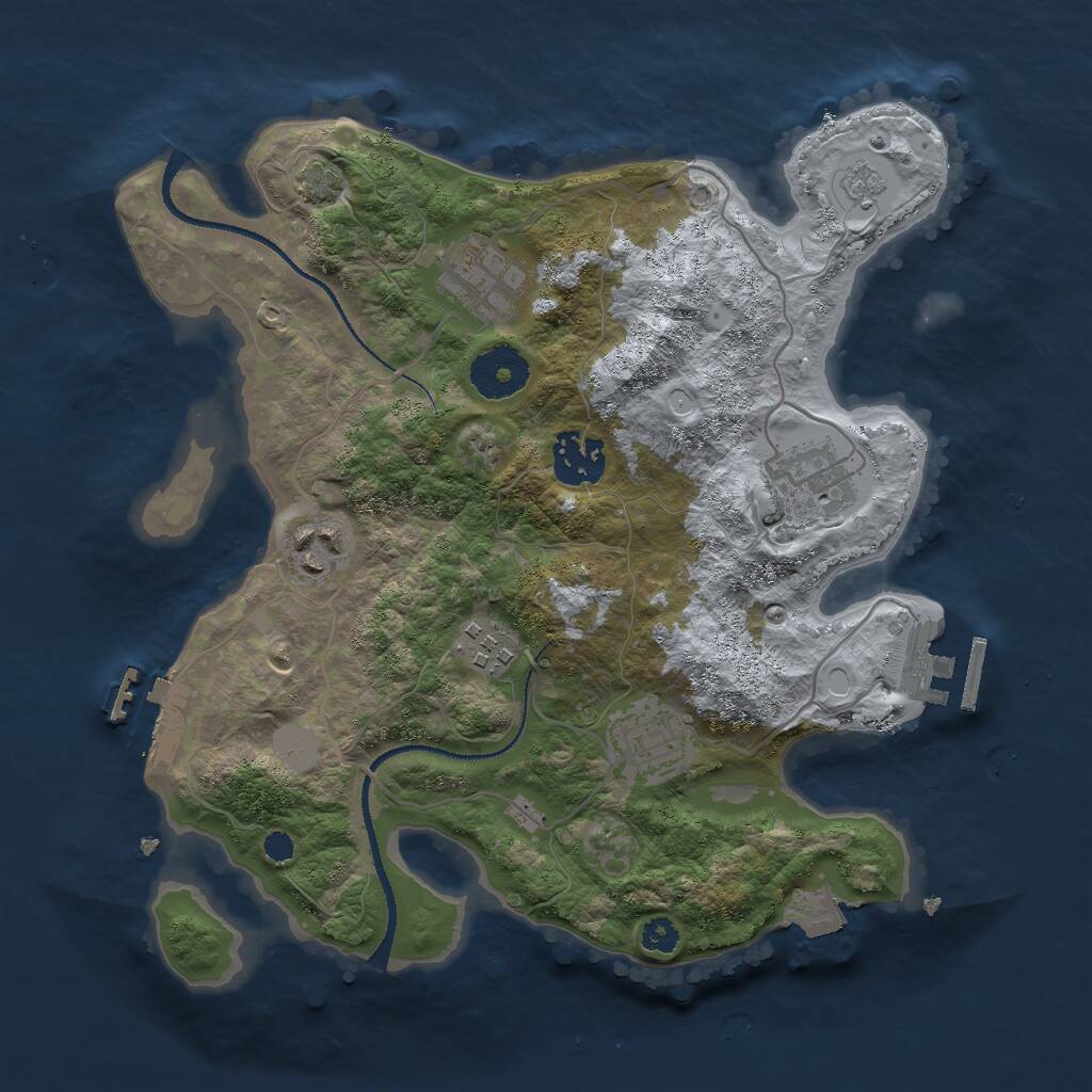 Rust Map: Procedural Map, Size: 3000, Seed: 1259950860, 11 Monuments