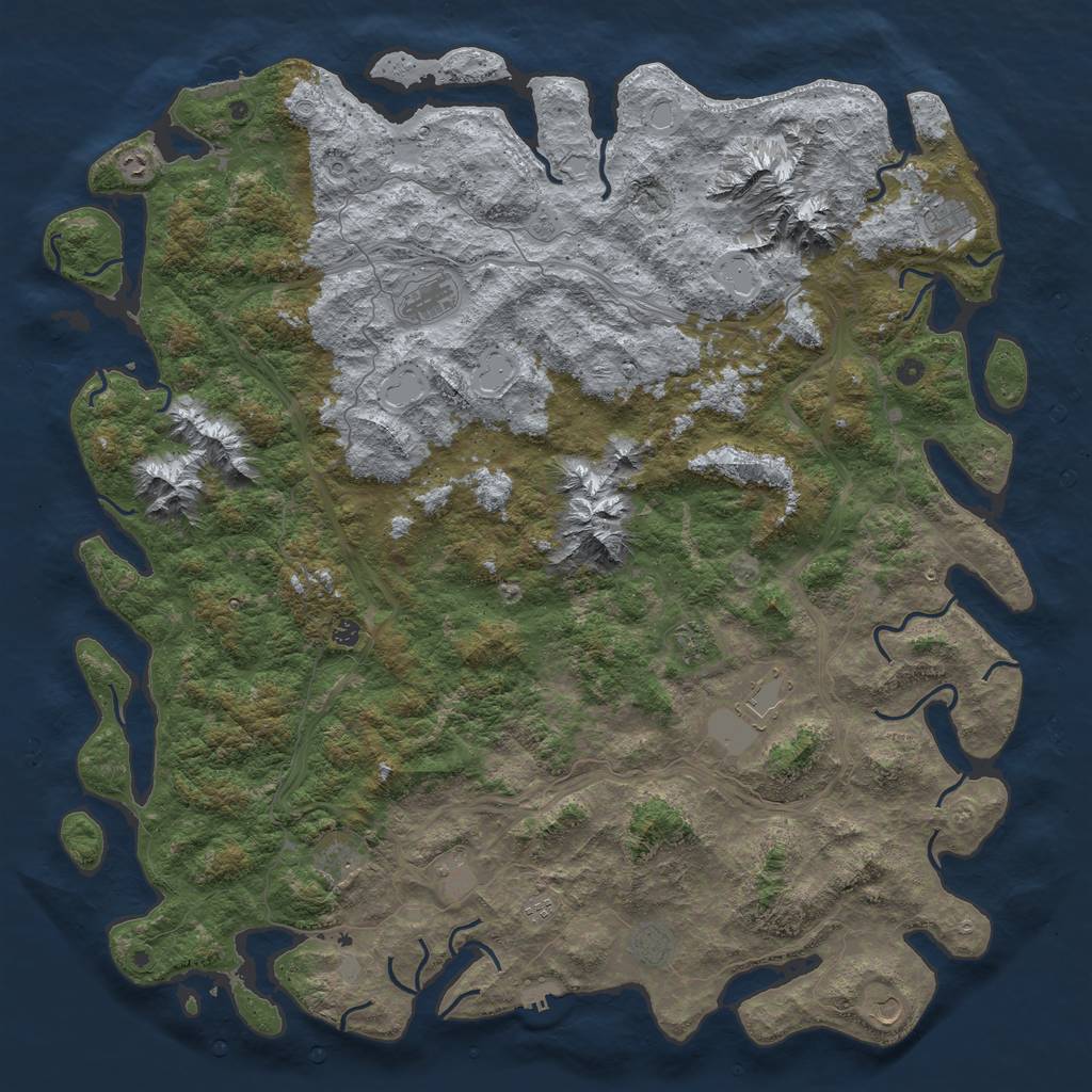Rust Map: Procedural Map, Size: 6000, Seed: 853449593, 20 Monuments