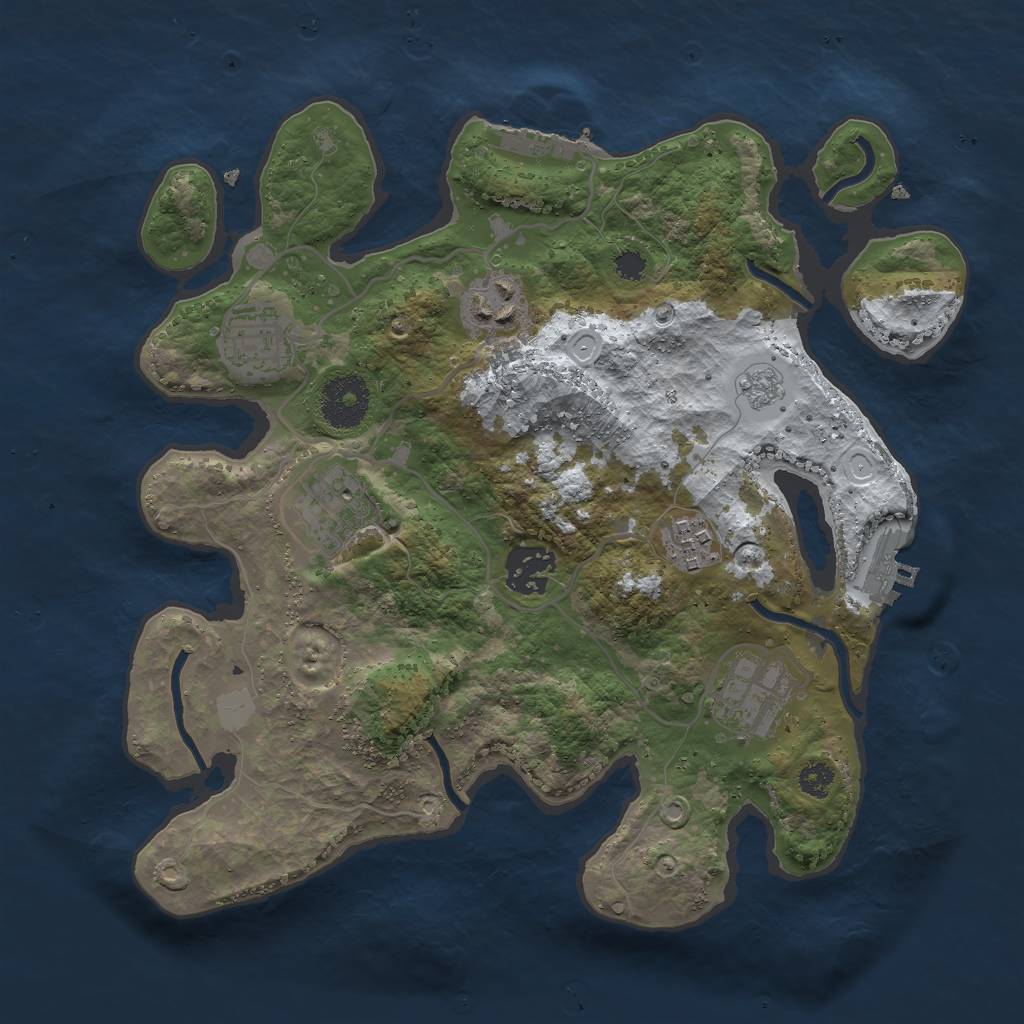 Rust Map: Procedural Map, Size: 3000, Seed: 44315, 14 Monuments