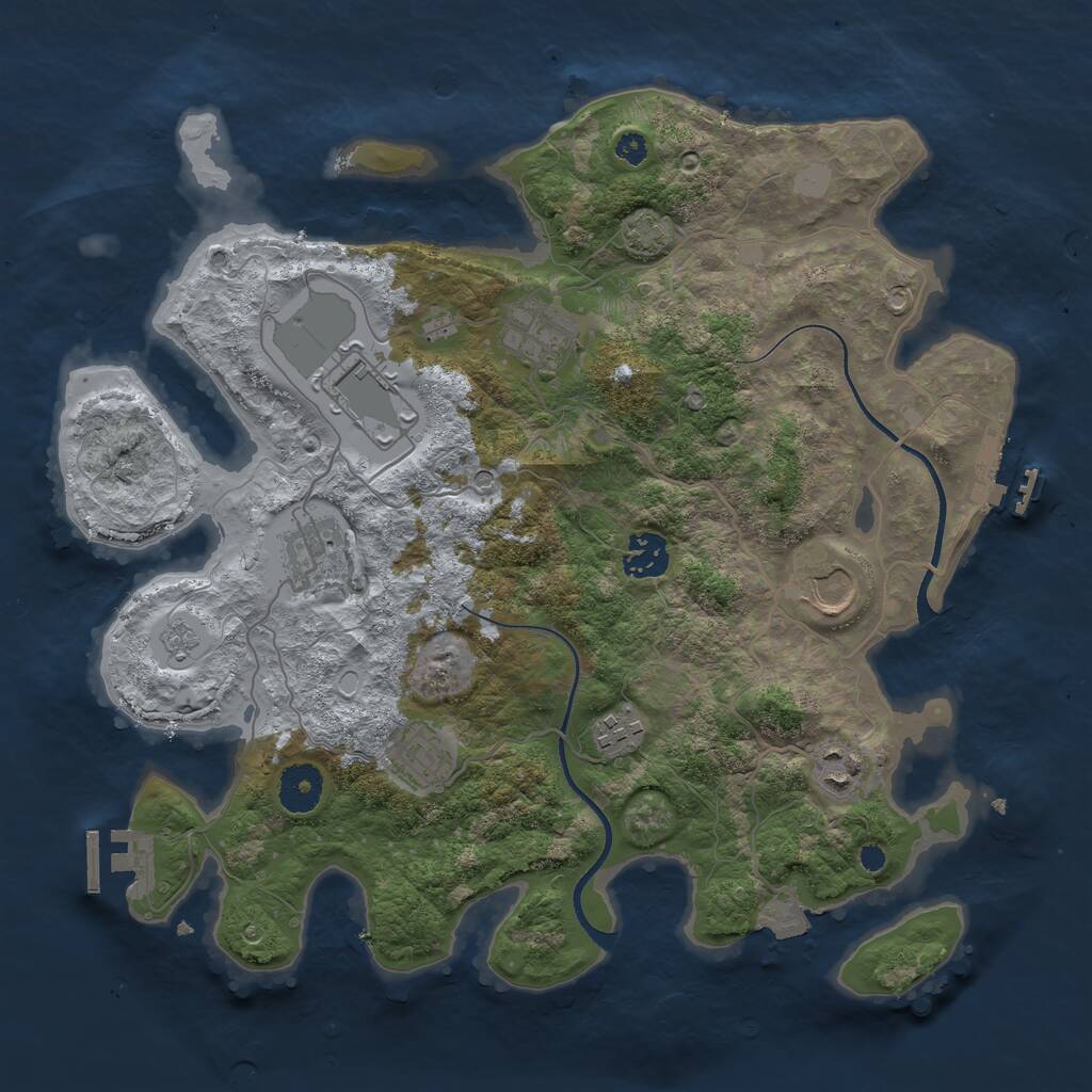 Rust Map: Procedural Map, Size: 3500, Seed: 59786312, 14 Monuments