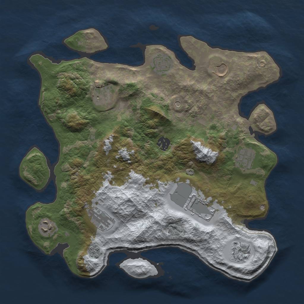 Rust Map: Barren, Size: 3500, Seed: 997902310, 13 Monuments