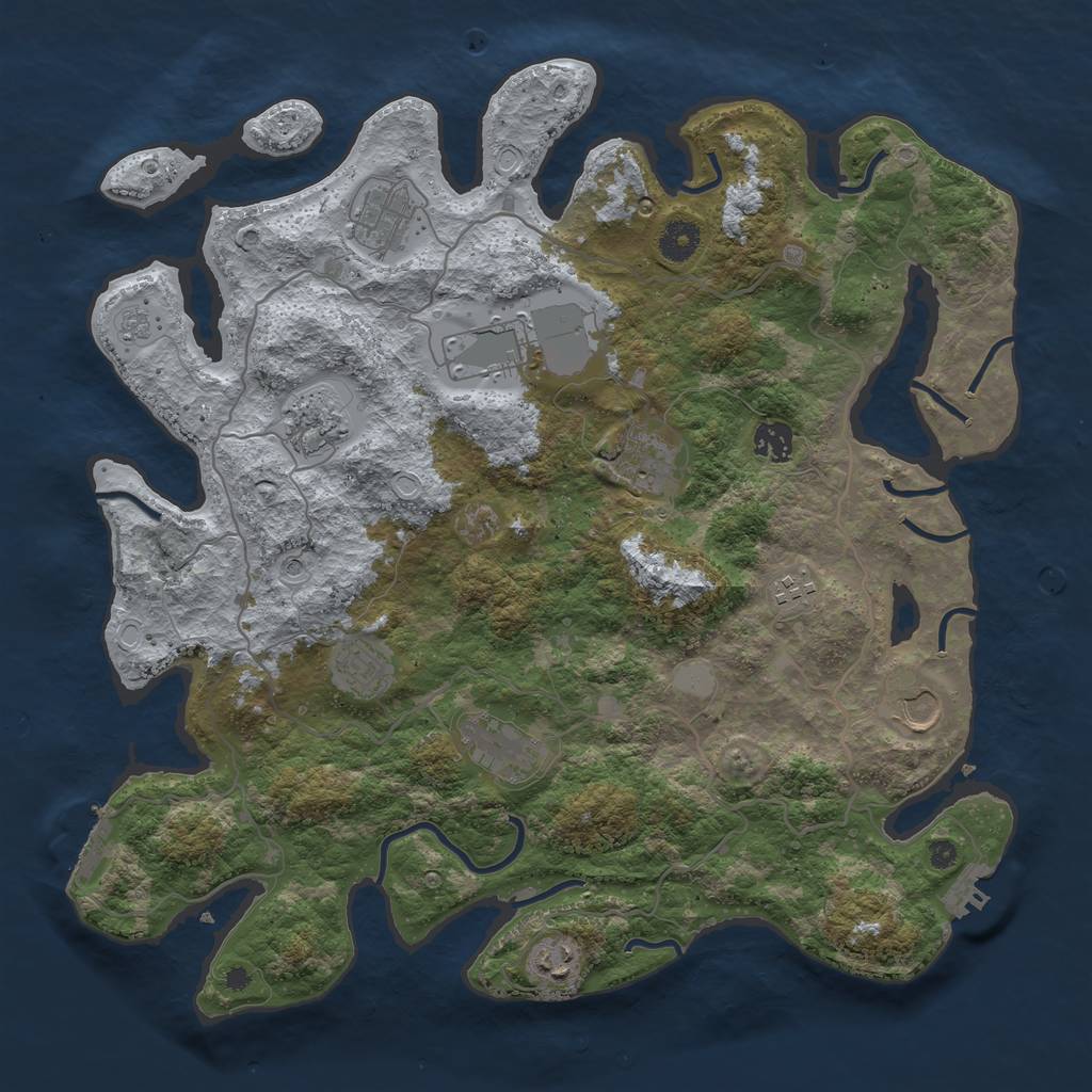 Rust Map: Procedural Map, Size: 4000, Seed: 1963284721, 19 Monuments