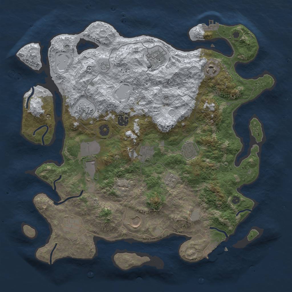 Rust Map: Procedural Map, Size: 3850, Seed: 1842996905, 19 Monuments