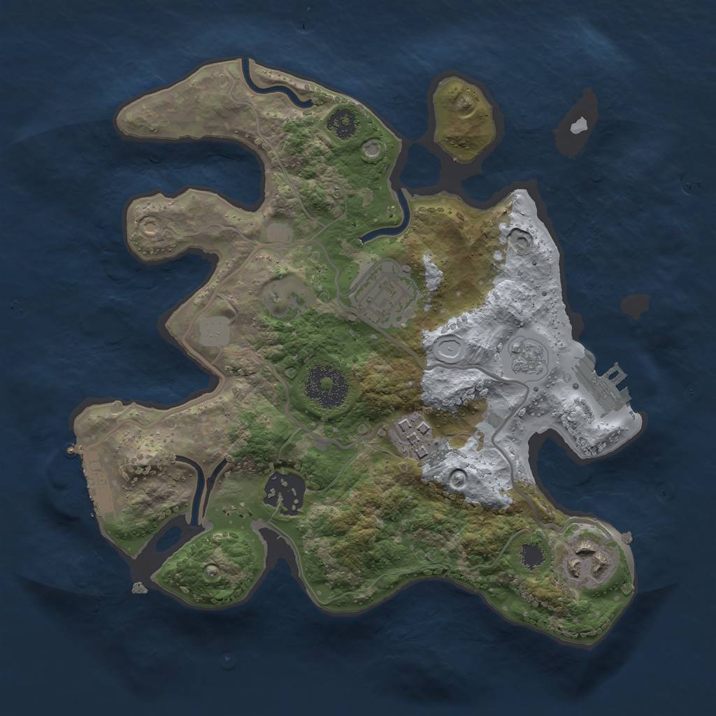 Rust Map: Procedural Map, Size: 2500, Seed: 393594830, 12 Monuments