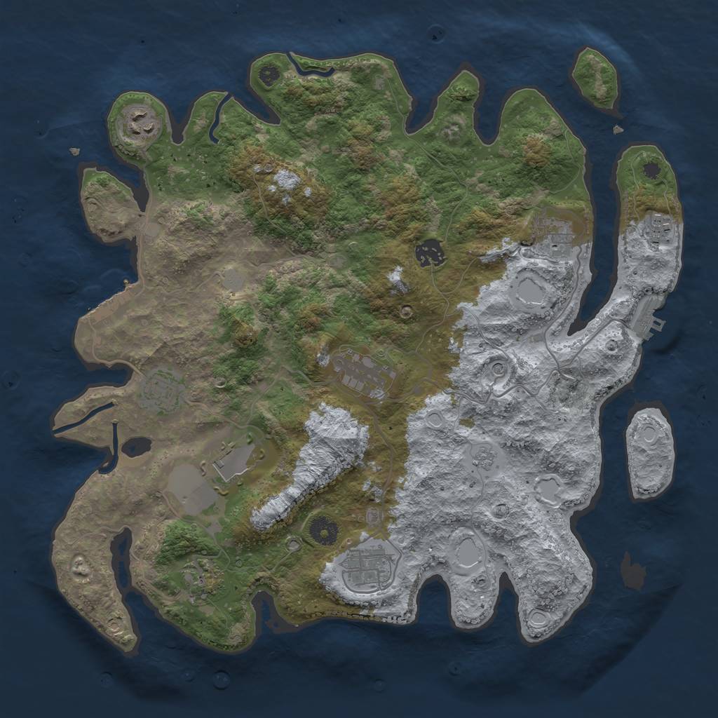 Rust Map: Procedural Map, Size: 3750, Seed: 976953159, 18 Monuments