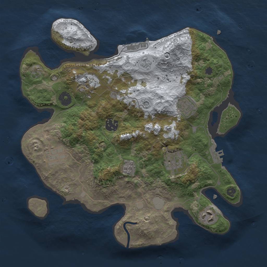 Rust Map: Procedural Map, Size: 3000, Seed: 41257, 16 Monuments