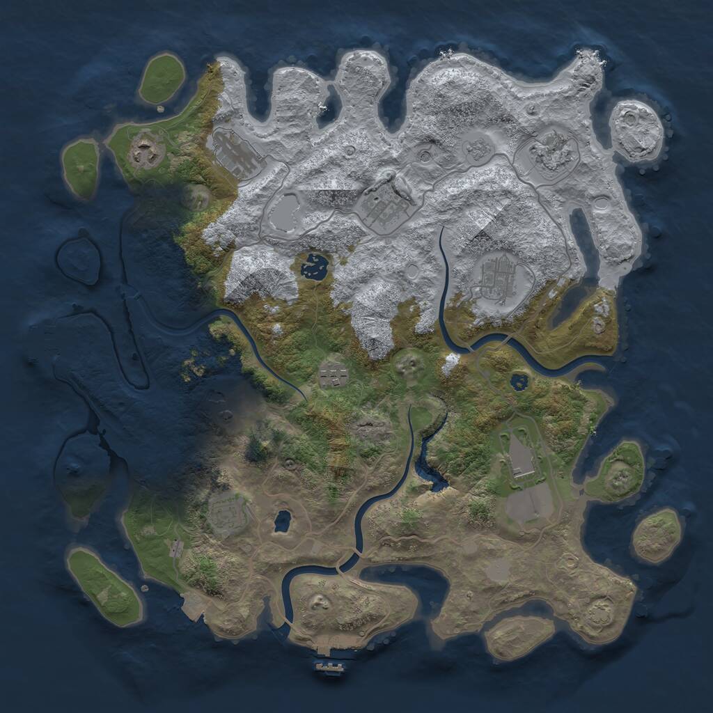 Rust Map: Procedural Map, Size: 4000, Seed: 35683190, 16 Monuments