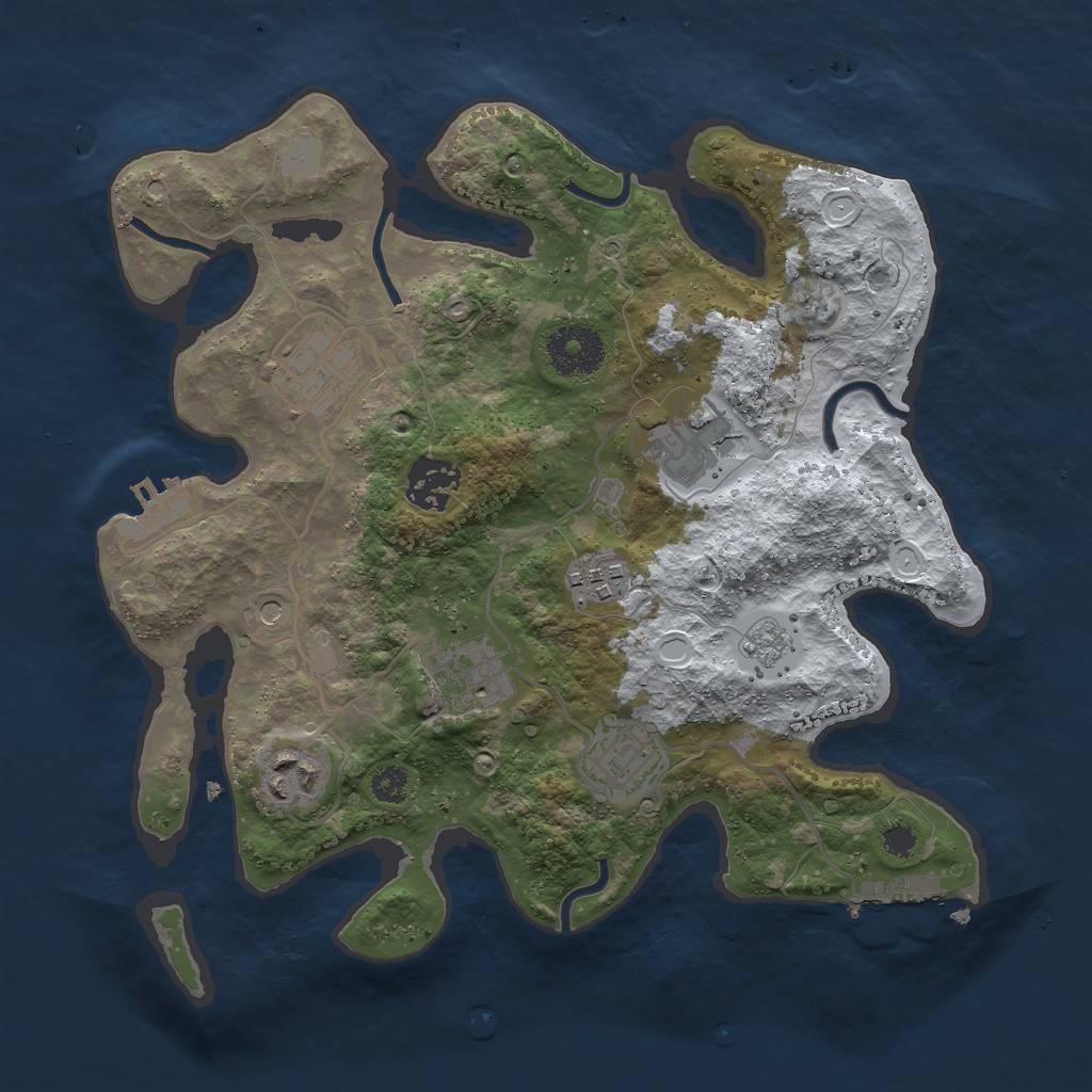 Rust Map: Procedural Map, Size: 3000, Seed: 703512993, 16 Monuments