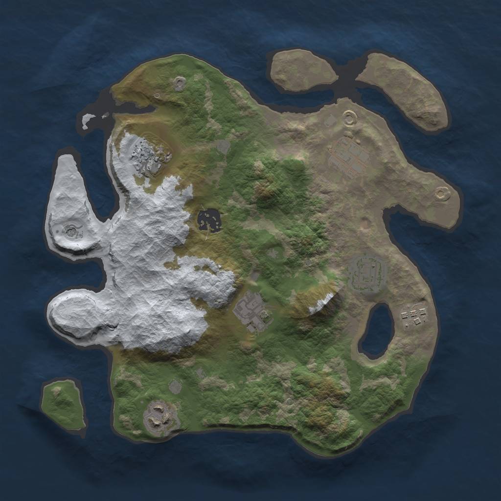 Rust Map: Barren, Size: 3000, Seed: 799796500, 10 Monuments