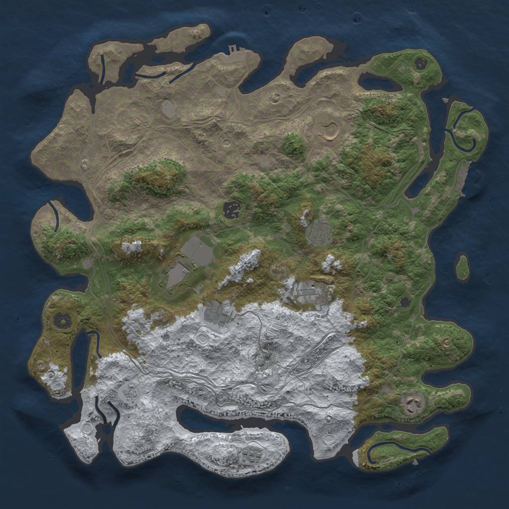 Rust Map: Procedural Map, Size: 4250, Seed: 2000460225, 17 Monuments