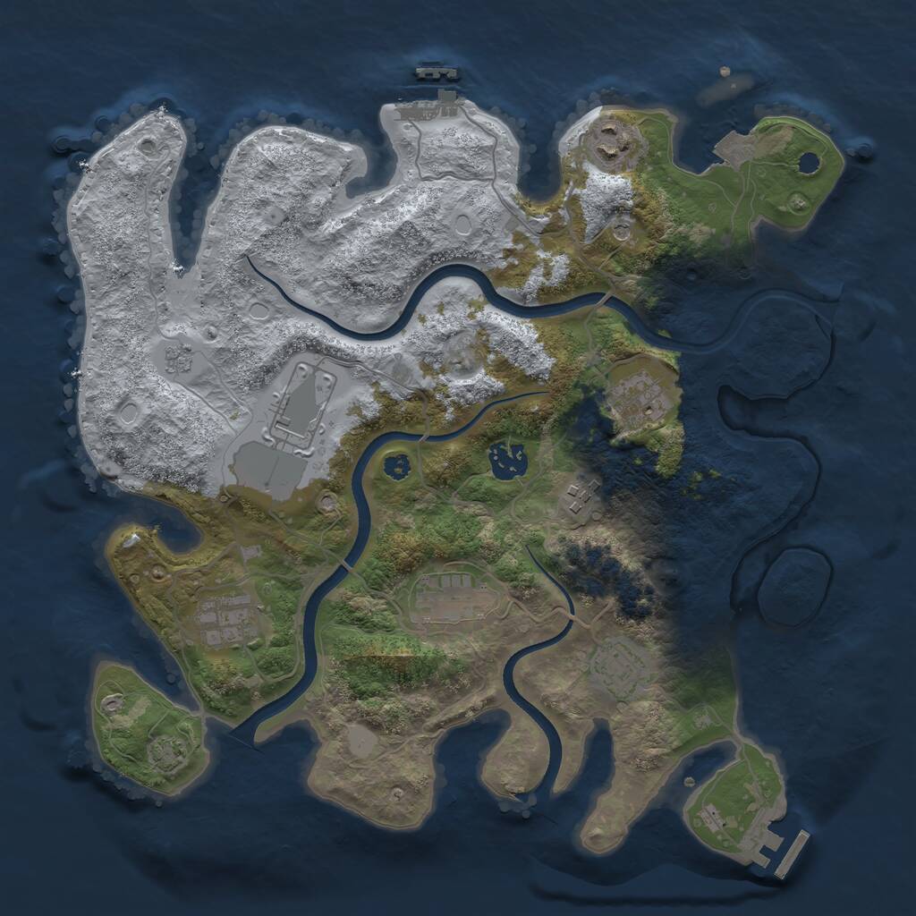 Rust Map: Procedural Map, Size: 3500, Seed: 647833594, 14 Monuments