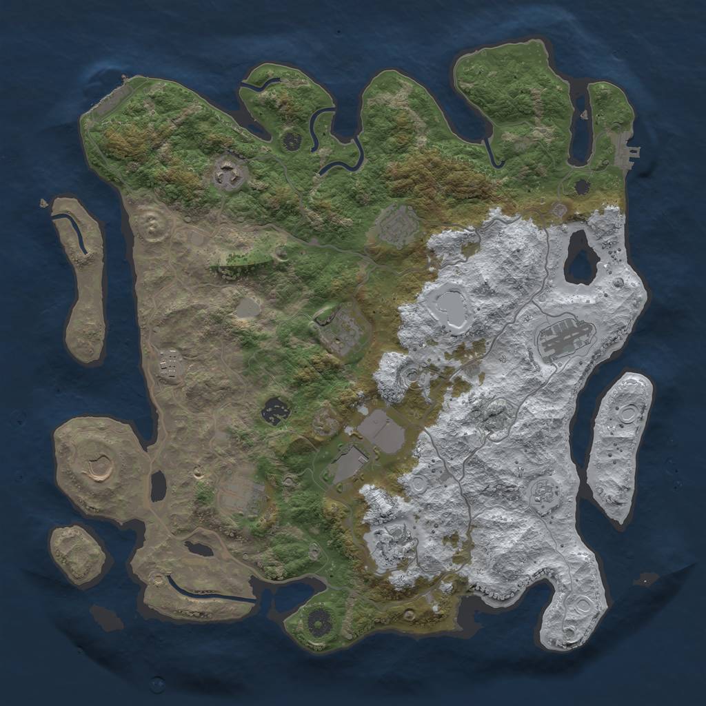 Rust Map: Procedural Map, Size: 4000, Seed: 1919994796, 19 Monuments