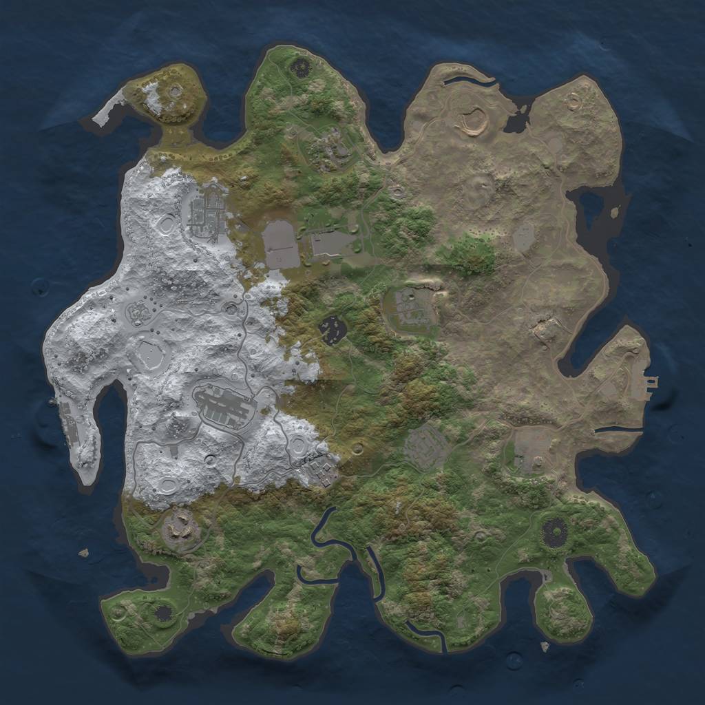 Rust Map: Procedural Map, Size: 3750, Seed: 1752504740, 20 Monuments