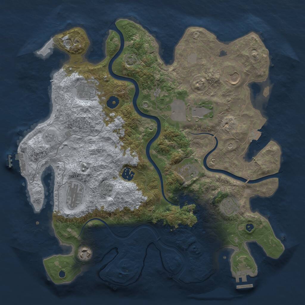 Rust Map: Procedural Map, Size: 3750, Seed: 1752504740, 15 Monuments