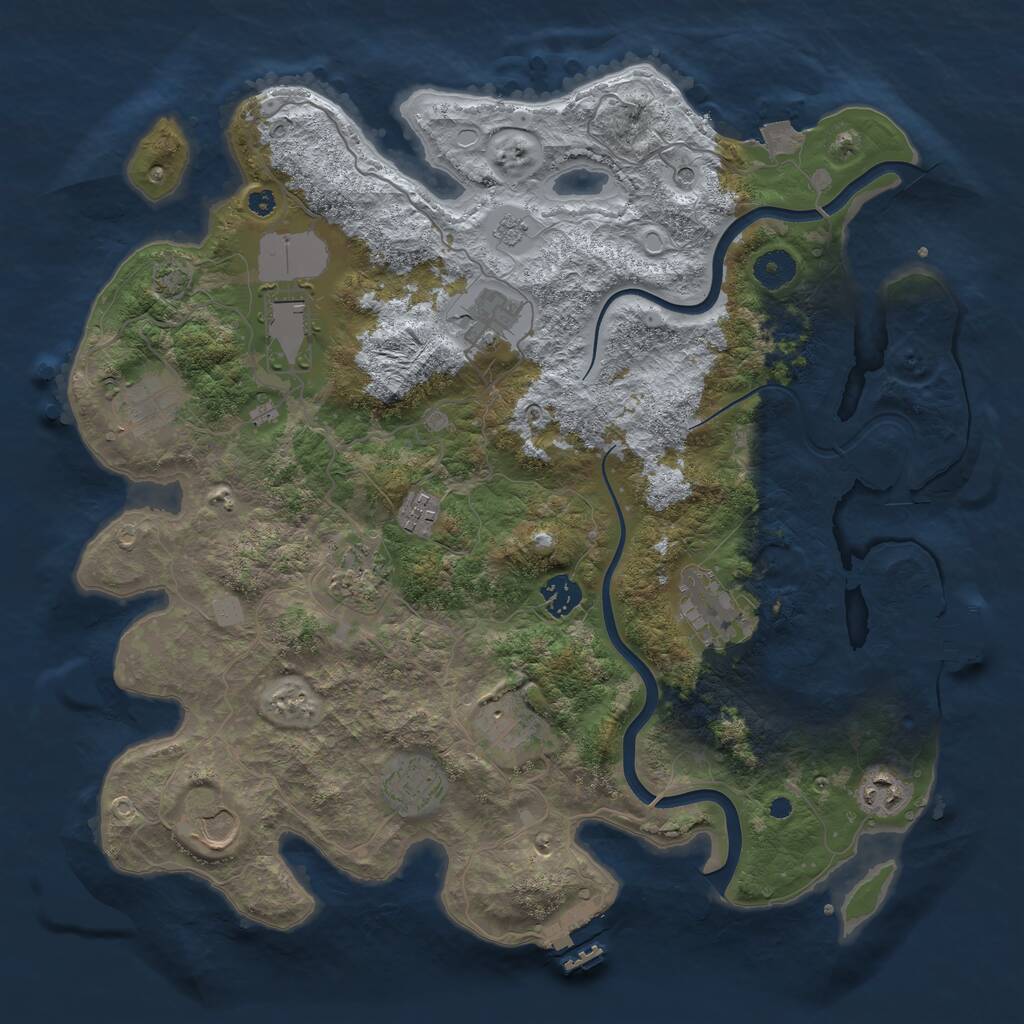 Rust Map: Procedural Map, Size: 3850, Seed: 1286902074, 17 Monuments