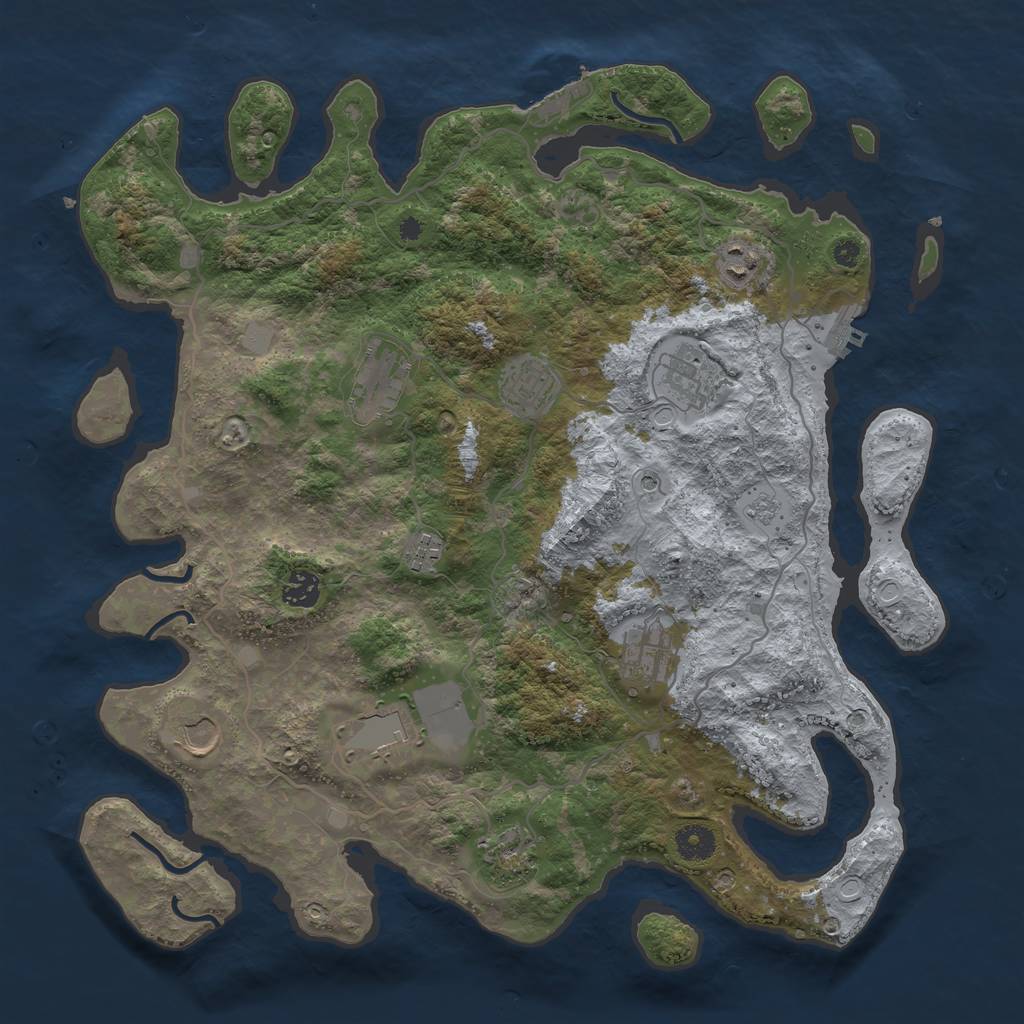 Rust Map: Procedural Map, Size: 4000, Seed: 11901, 19 Monuments